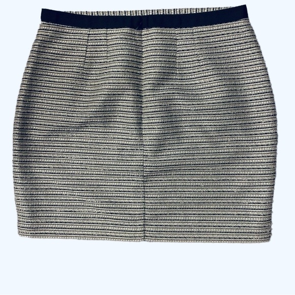 LOFT Black/White Metallic Cream and Gold TweedStriped Mini Skirt - Picture 3 of 7
